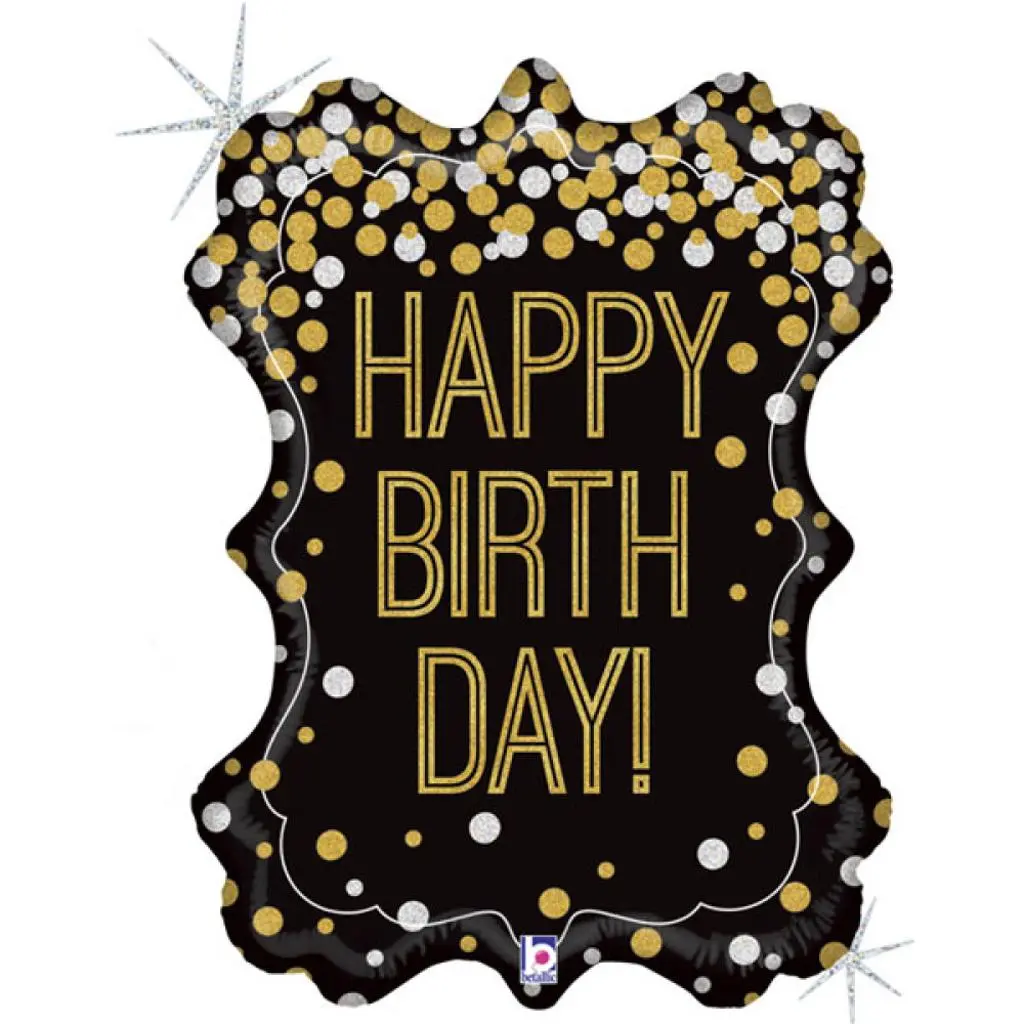 Black & Gold Birthday Balloon
